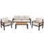 Ensemble de conversation de patio 4 pièces avec accoudoirs en bois d'acacia, ensemble de conversation à 5 places avec coussins et table basse-2052258116