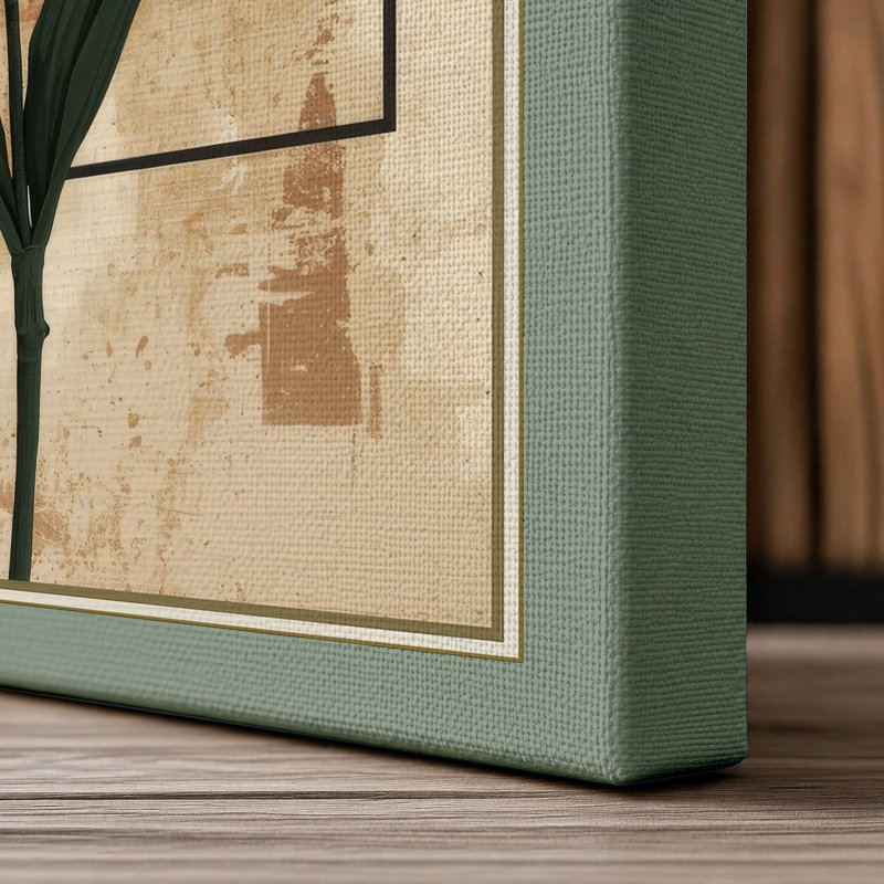 Lily and Geometry Botanical - Wrapped Canvas, Sage Border, 24x16 - 61.0 x 40.6 cm