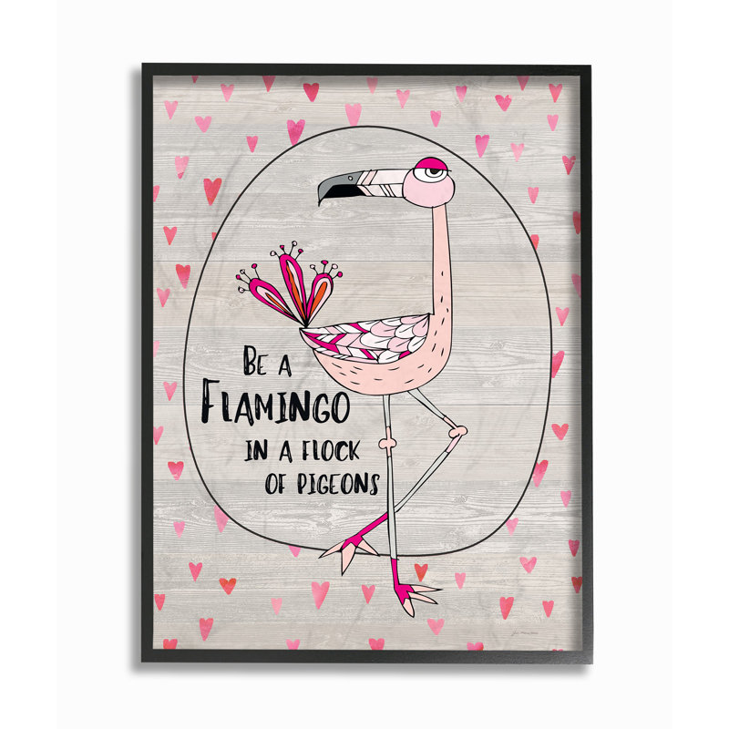 «Be a Flamingo Dessin», impression, H 20 po x l 16 po x P 1,5 po, Giclée encadrée noir minuit