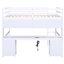 Lit mezzanine blanc avec bureau, tiroirs et station de charge-415572129
