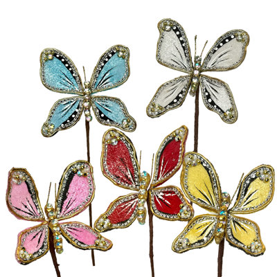 Jeweled Butterly Stem 5"