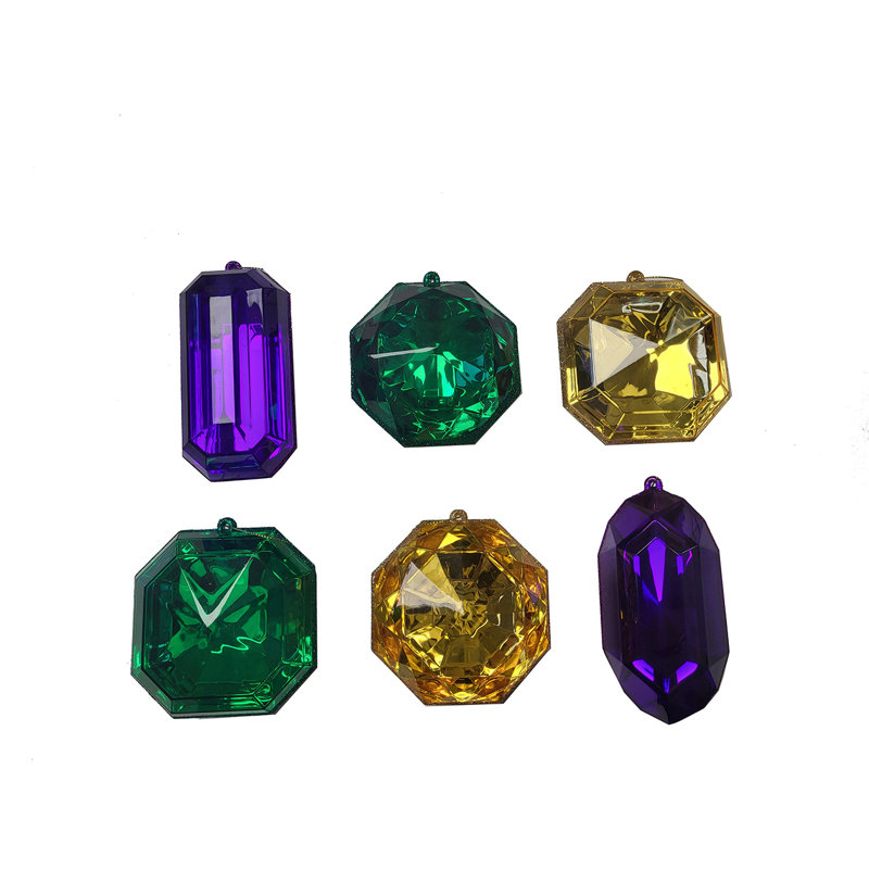 Ensemble de 6 ornements de bijoux verts, dorés et mauves