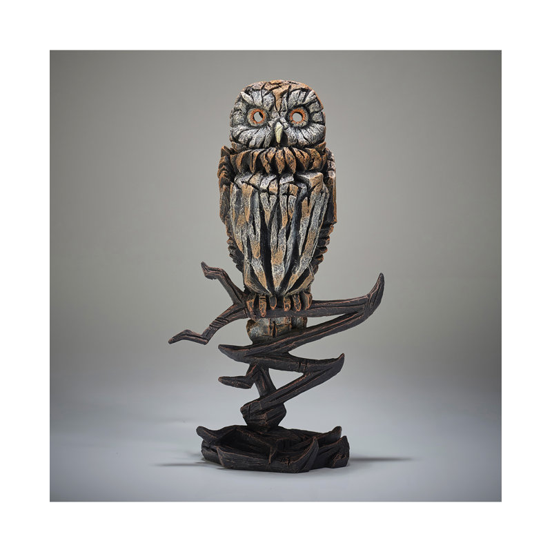 Rustic Multicolor Resin Owl Sculpture Figurine