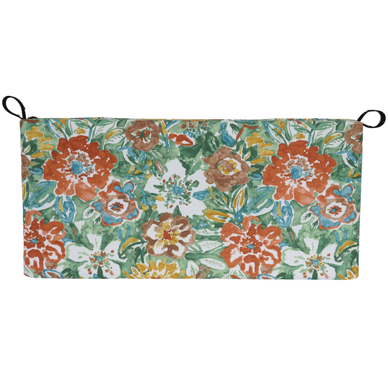 Outdoor Loveseat Cushion, 42" W x 19" D, White/Sun River Mist Floral