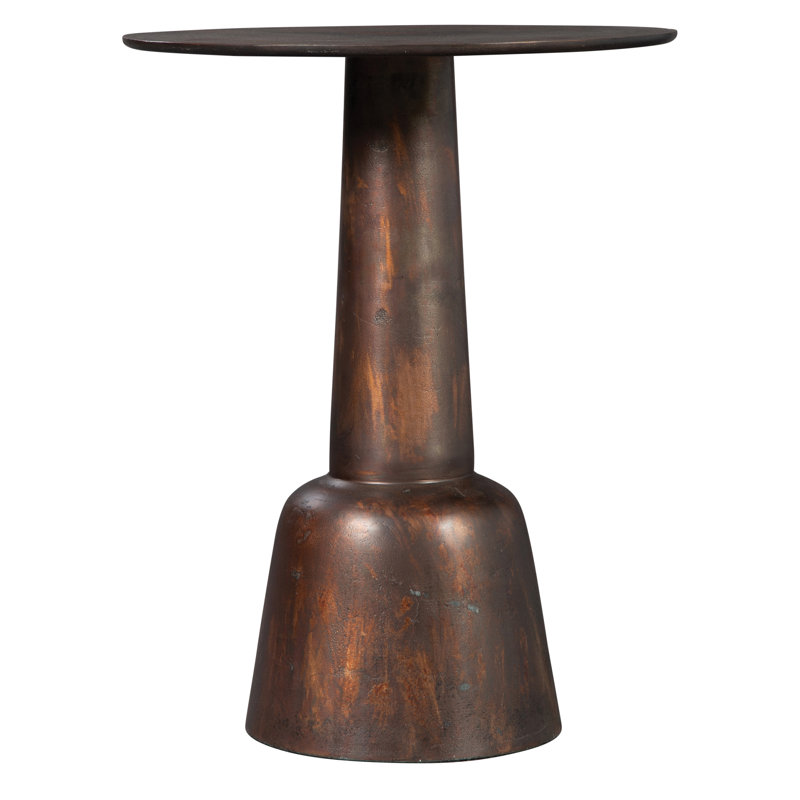 Brown Round Metal Contemporary Side Table