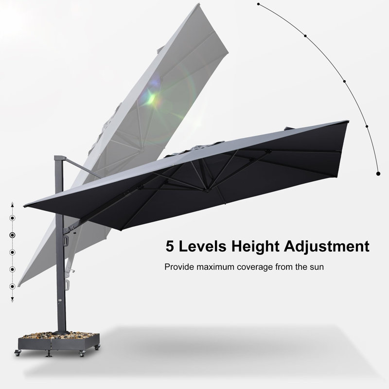 Jordin 11' x 15' Rectangular Cantilever Umbrella，Without Base, Grey