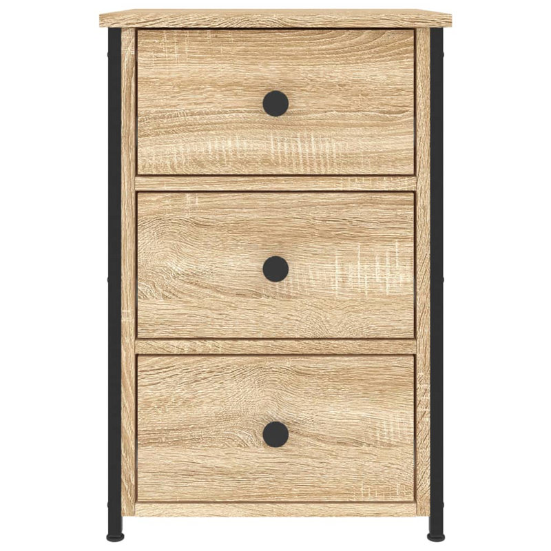 Caulkins 40cm W Iron Bedside Table, Sonoma Oak, Set of 2