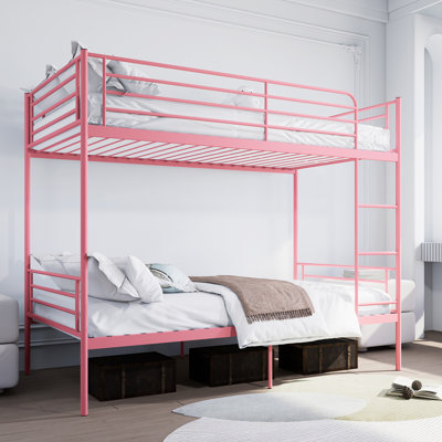 Lits superposés en métal peu encombrants, rose, design moderne pour la famille