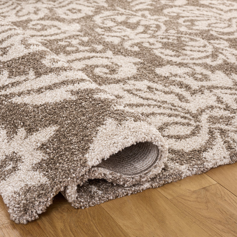 Ellyona Shag Performance Damask Rug, Square 5'