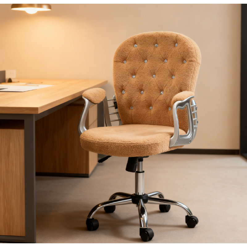 Chaise de bureau réglable avec accoudoirs, confort moelleux et éclat glamour pour le bureau à domicile, Kaki