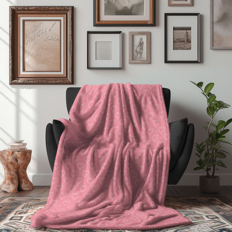 Heart Crimson - Couverture sherpa de qualité supérieure 1 pièce, Grand lit