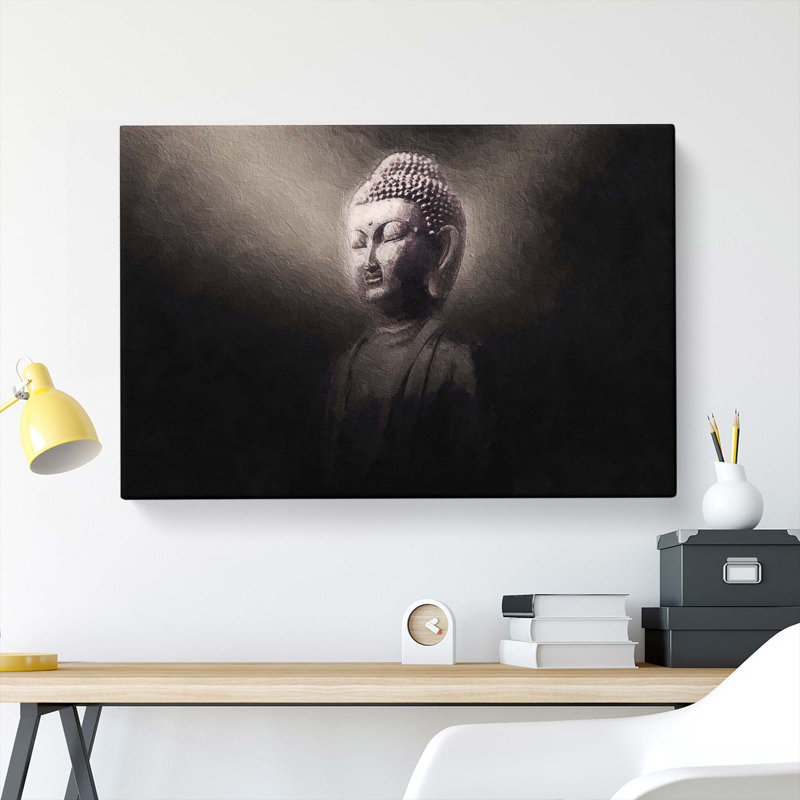 Buddha In A Mist by Buddha In A Mist - Wrapped Canvas Painting, 35cm H x 50cm W x 3cm D