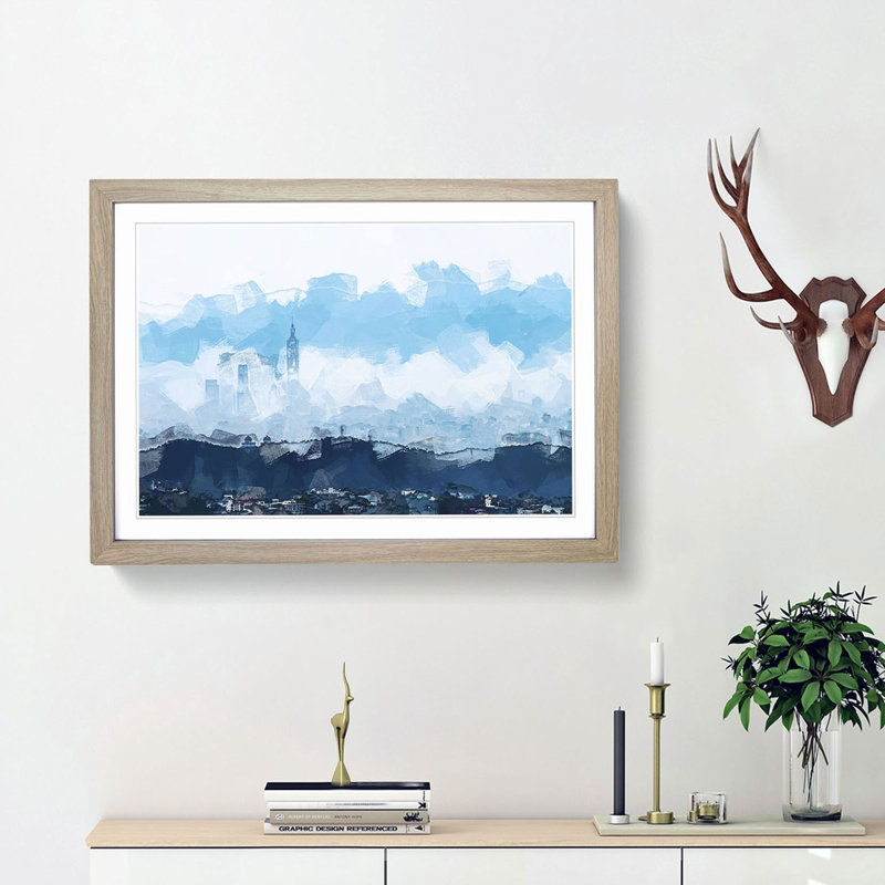 Taipei City in Taiwan in Abstract - Framed Print, 27cm H x 36cm W x 2cm D, Oak Framed