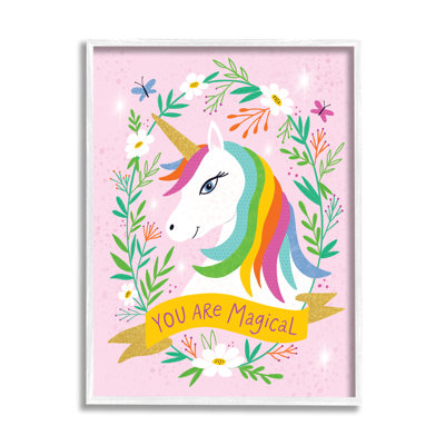 " You Are Magical Phrase Playful Kids Rainbow Unicorn "
