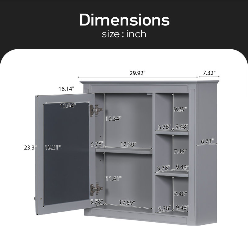 Armoire de salle de bain murale Liell, Gris