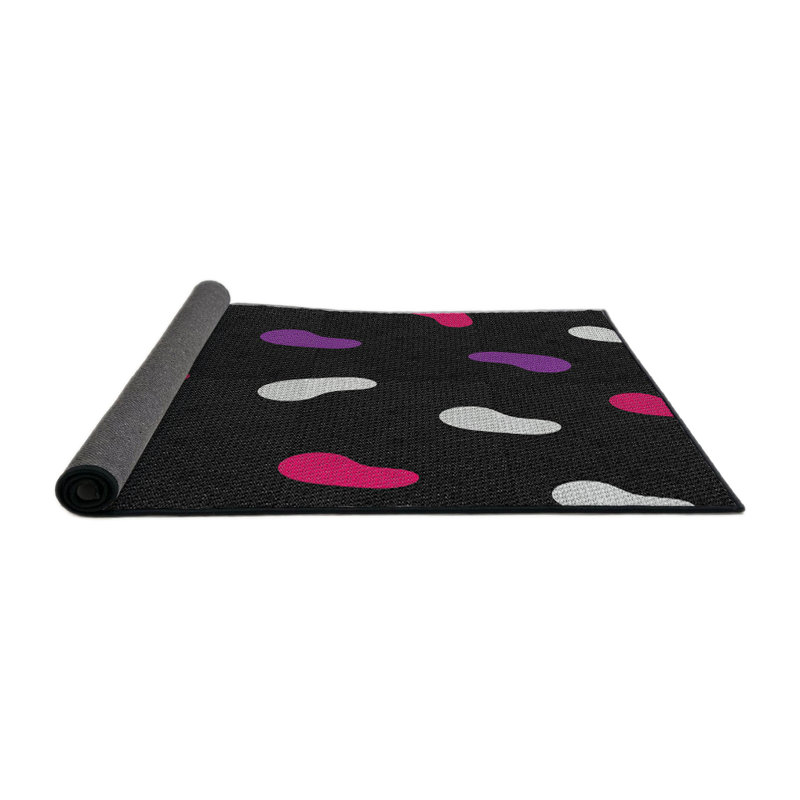 Tapis noir tissé à la machine, Rond 5 pi