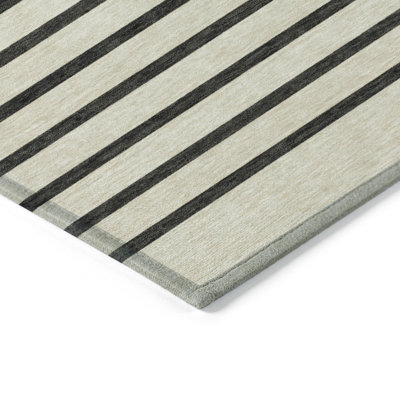 Tapis intérieur lavable rayé doré 5 pi x 8 pi