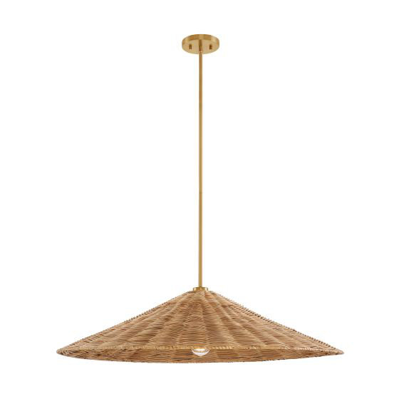 Lilliana 1 - Light Dome Pendant in Natural Brass, Natural Brass, 8" H x 35" W x 35" D