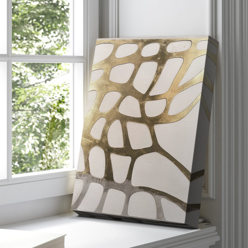 Toile tendue avec châssis abstrait XLVII - prête à être accrochée - , H 18 po x l 12 po