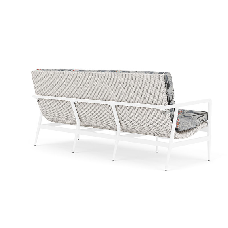 Cascade Outdoor 3 - Seat Patio Sofa, Delicate Botanical Slate, White
