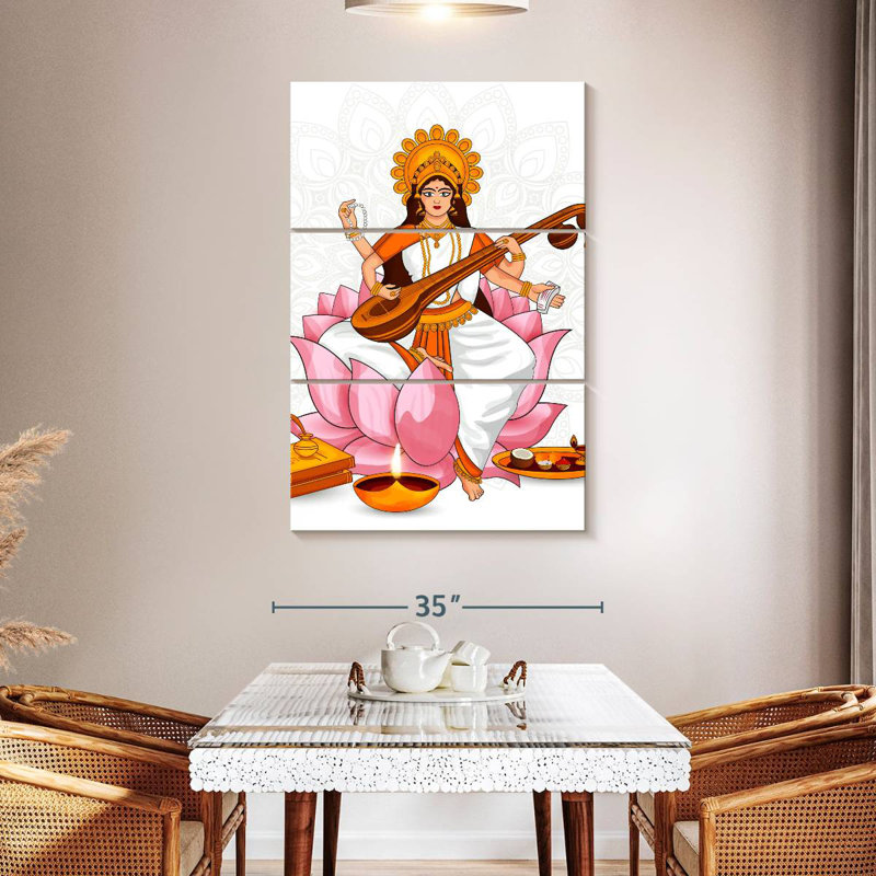 Déesse Adella Saraswati, H 65 po x l 42 po