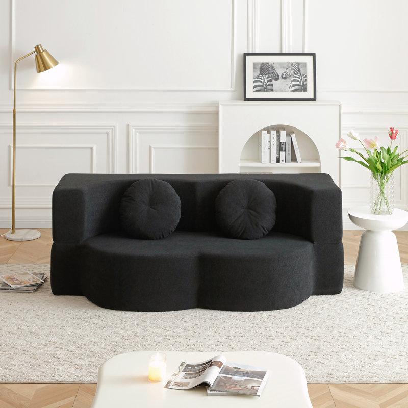 Causeuse de plancher et futon, Noir
