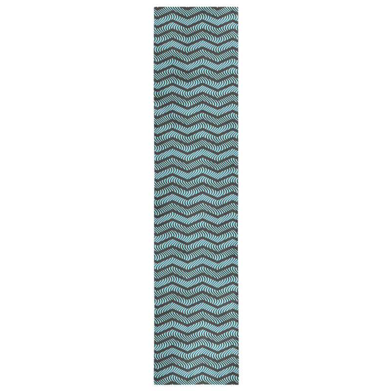 Chemin de table à chevrons ondulés Stephenie, 16 po x 90 po, Noir / bleu sarcelle