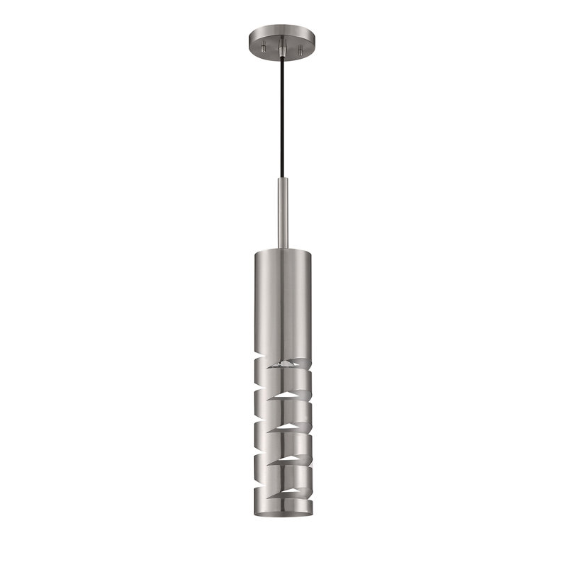 Luminaire suspendu 1 lumière DEL Zarae, Nickel satiné