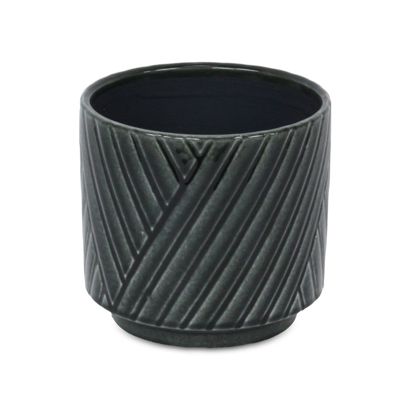 Kettering Handmade Ceramic Pot Planter, 6.5" H x 7" W x 7" D, Dark Gray
