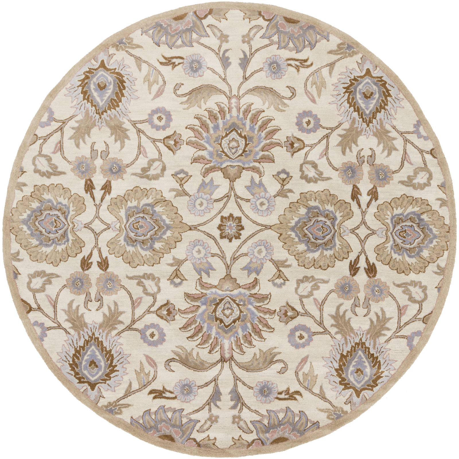 Arden Hand Woven Floral Wool Rug, Round 8'