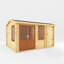 13ft x 10ft Home Office Elite Log Cabin With Side Shed UPVC Windows & Doors (44mm)-105863323