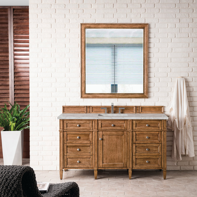 Brittany 60'' W Single Vanity, Victorian Silver, Saddle Brown, 8" Widespread