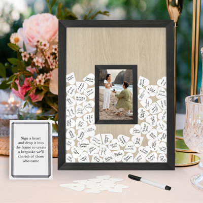Americanflat 12x16 Wedding Guest Book Alternative With 80 Heart Tokens - Fits One 4x6 Photo
