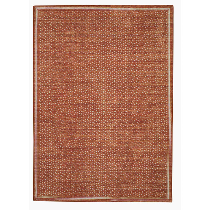 Tapis intérieur / extérieur rouille et ivoire Maroske, Rectangulaire 3 pi x 5 pi