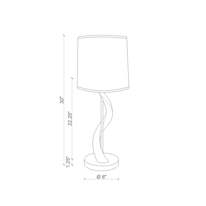 Polished African Inner Horn Table Lamp, Cream/Satin Nickel