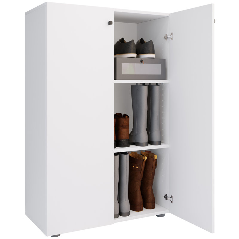 9 Pair Shoe Storage Cabinet, White