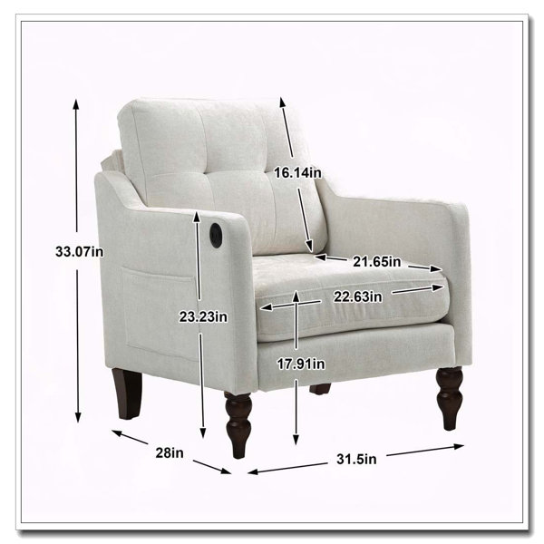 Charlton Home Accent Comfy Chenille Chair W/USB Charging Port,Mid+ ...