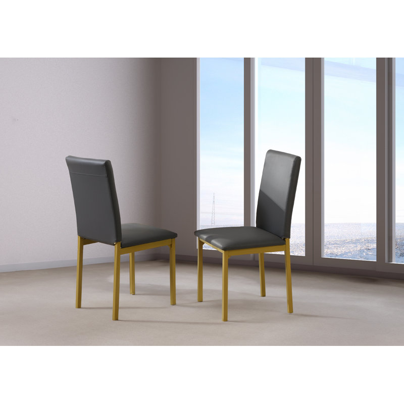 Chaises de salle à manger rembourrées en similicuir gris (2 / boîte)