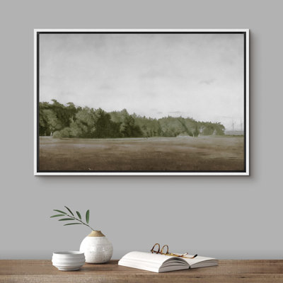 «Brown Meadow With Green Forest Landscape Wilderness Impressionism Traditional Scenic» sur toile
