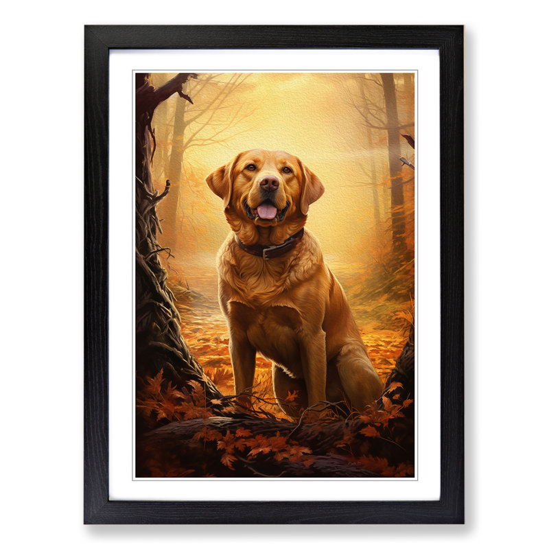 Labrador Retriever Renaissance Art - Framed Print, 46cm H x 34cm W x 2cm D, Black Framed