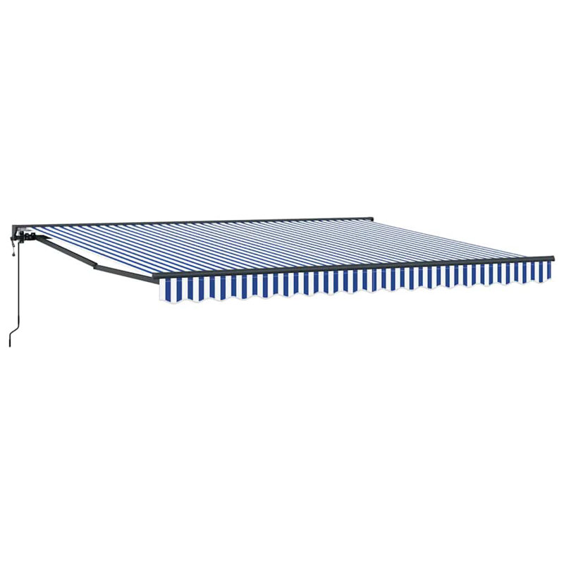 Retractable Awning, Blue;White/Grey Striped, 350cm H x 250cm W