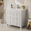 Organisateur de meuble-lavabo blanc antique 36 po avec lavabo en céramique et armoire de rangement