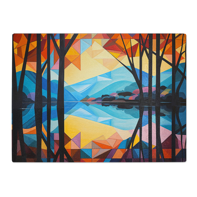 Lake Geometric  Glass Chopping Board