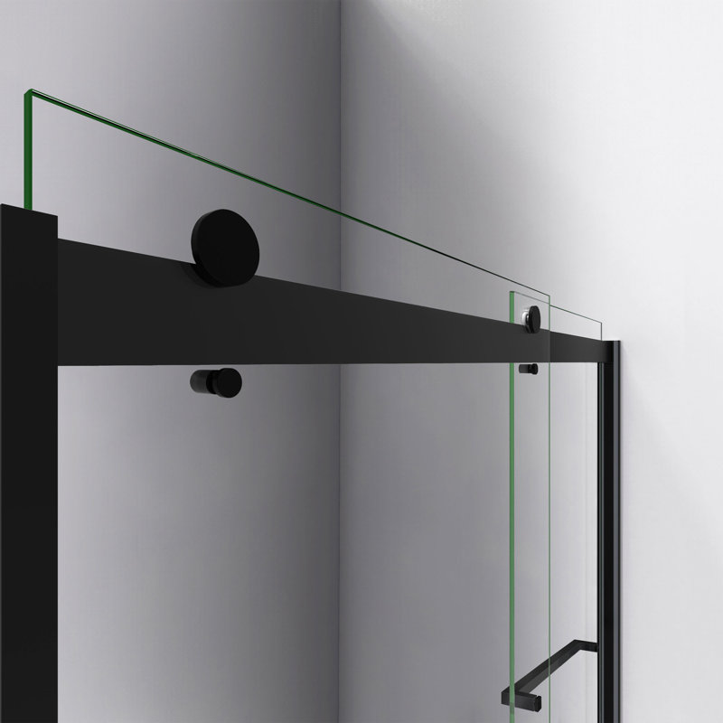 Porte de douche sans cadre l 56 po x H 76 po Sapphire, Noir mat, Transparent