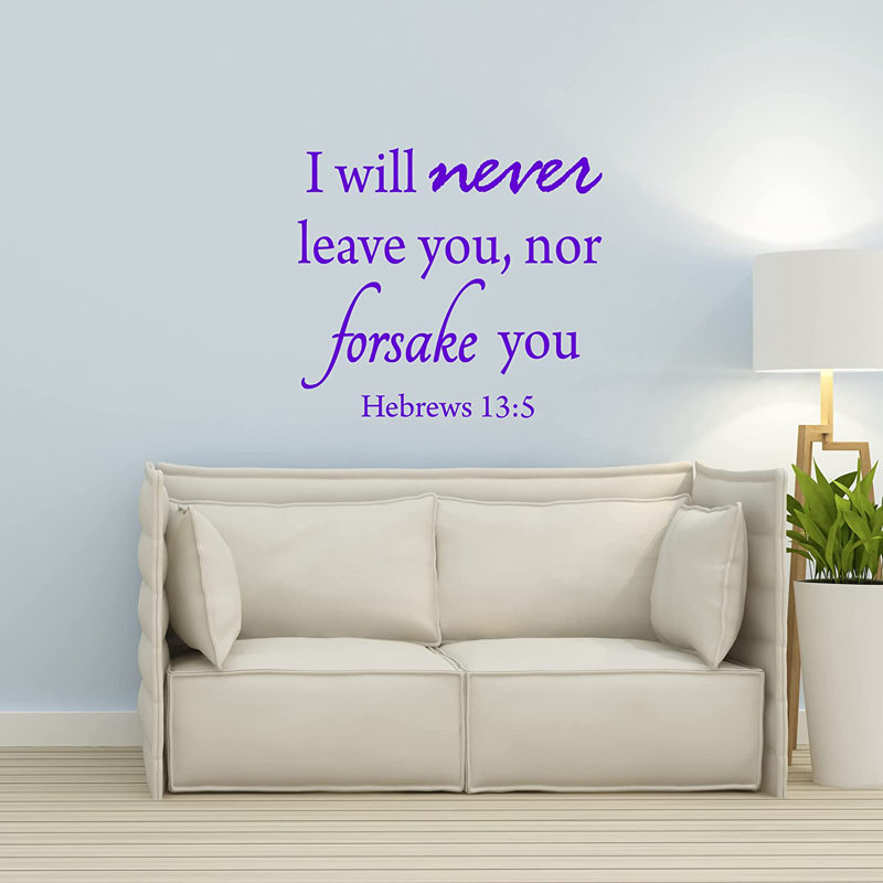 Adhésif décoratif «I Will Never Let You You Nor Forsake you», H 14 po x l 16 po, Mauve