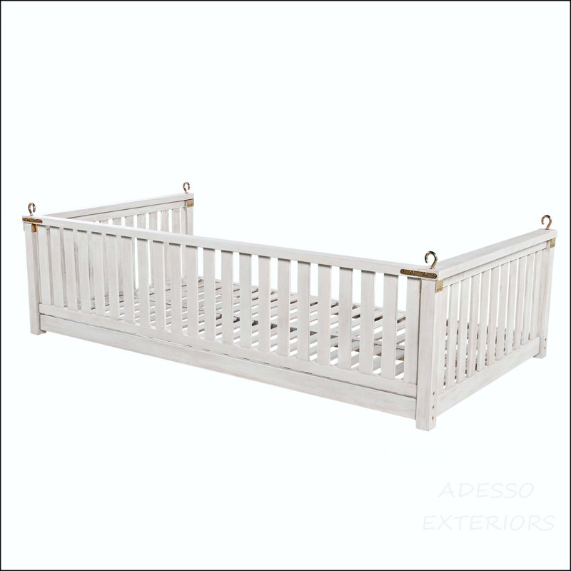 Balancelle de jardin simple minimaliste avec structure en bois d'acacia et design incliné - Blanc, White