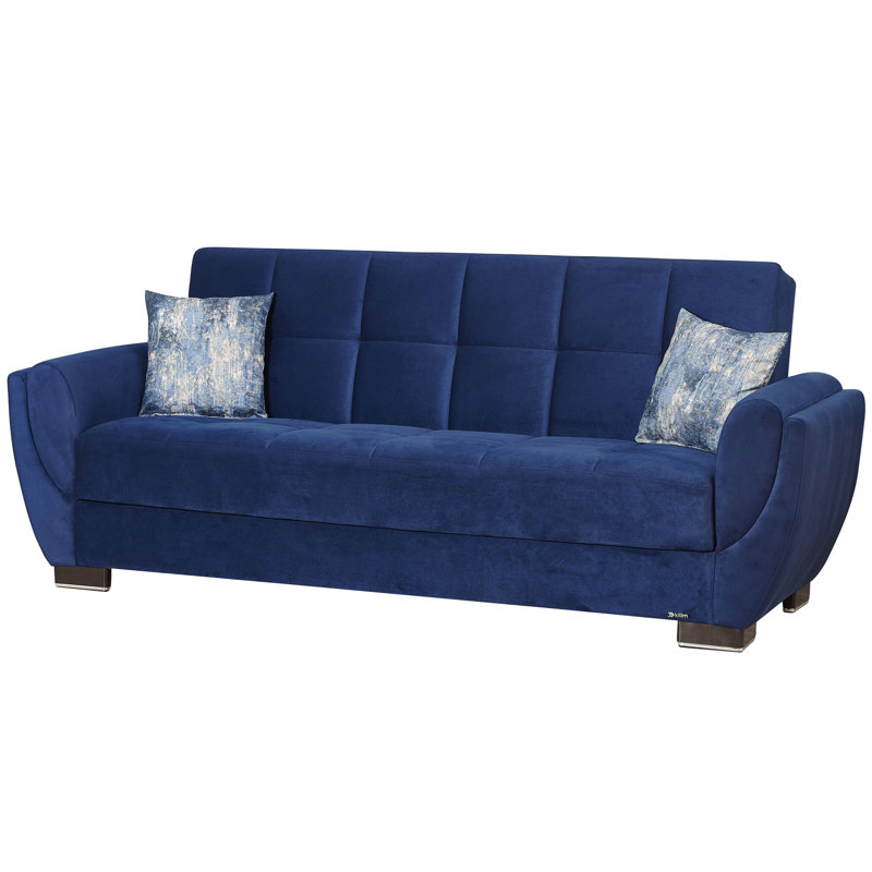 Canapé-lit rembourré convertible avec rangement, Bleu