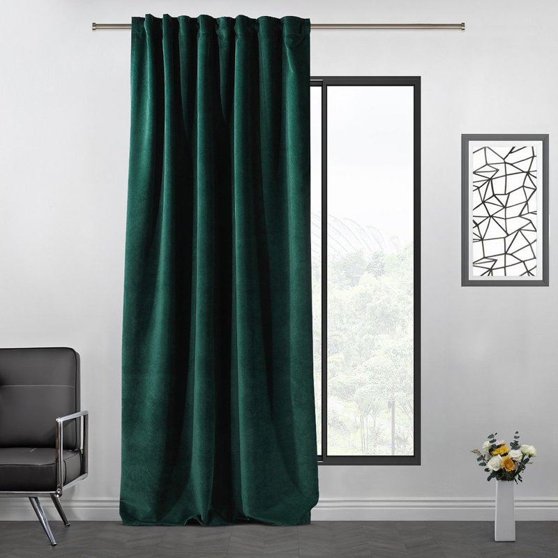 Extra Long & Extra Wide Matte Velvet Curtain Panel, 140cm Width x 225cm Drop, 33 DEEP JUNGLE