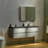 59 in. W x 19-5/8 in. D Wall Mounted Floating Bathroom Vanity in Gray with Quartz Sand Composite Vanity Top in Matte Black-87768961