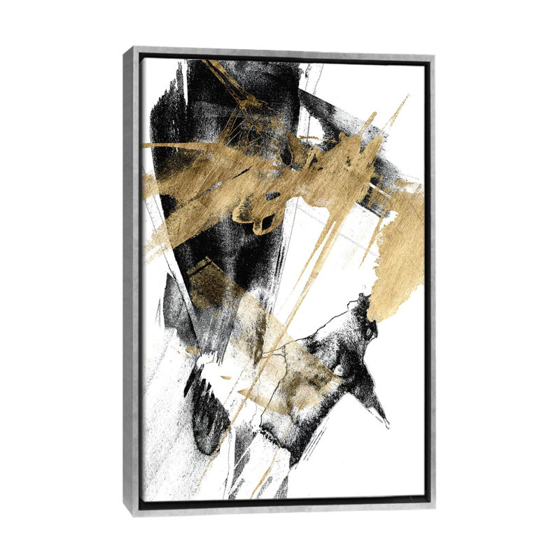« Glam & Black I » par Jennifer Goldberger-impression, H 40 po x l 26 po x P 1,5 po, Toile avec cadre argenté